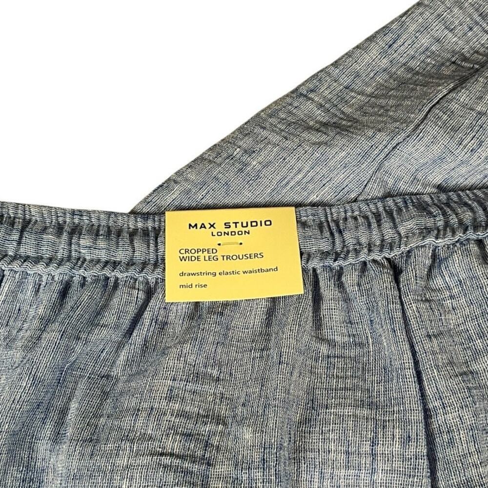 Max Studio London Wide Leg Cropped Pants 3X Blue Pull On Elastic Waist Coastal - Picture 11 of 11